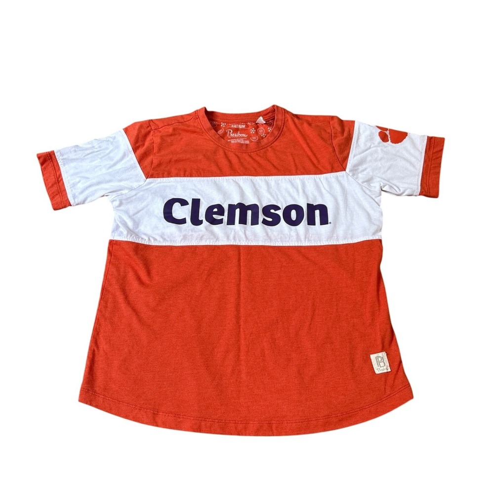Pressbox Clemson Tigers T Shirt Womens Orange White Colorblock SIZE Medium